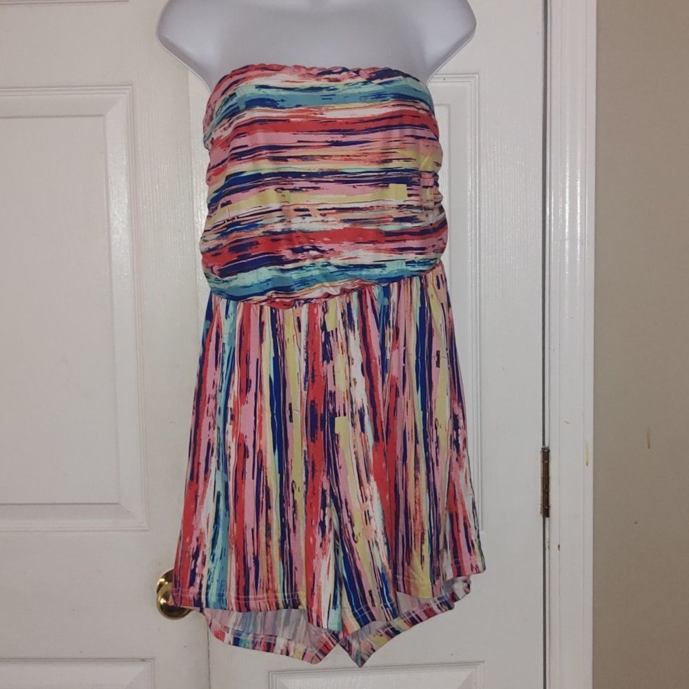 Full Circle Trends with love multicolor off the shoulder romper  Sz 1X